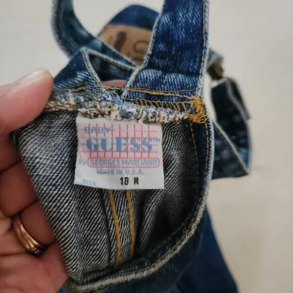 Vintage Guess Leather Patch Overalls 12-18 months
